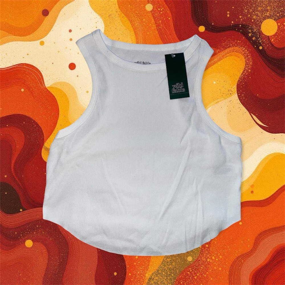 Wild Fable White Cropped Ribbed Tank Top - Picture 6 of 7